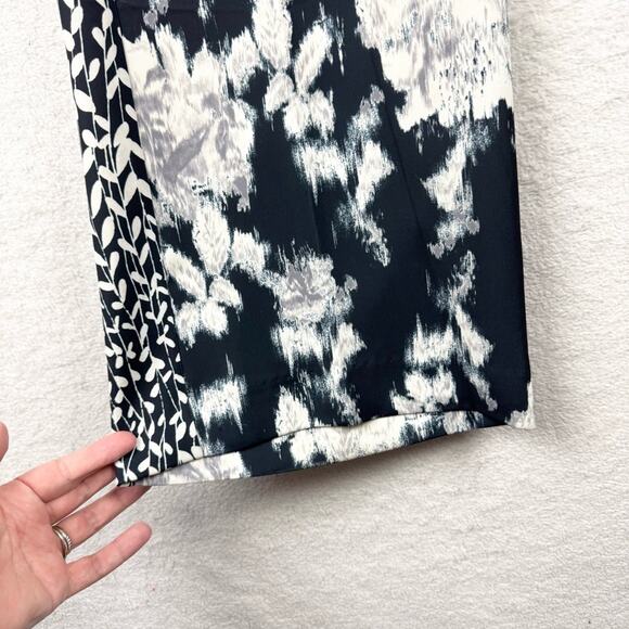 Natori Tie-Dye Floral Fluid Crepe Pull On Pants Black/White/Grey Sz XL Cocktail - Picture 9 of 16